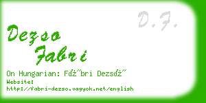 dezso fabri business card